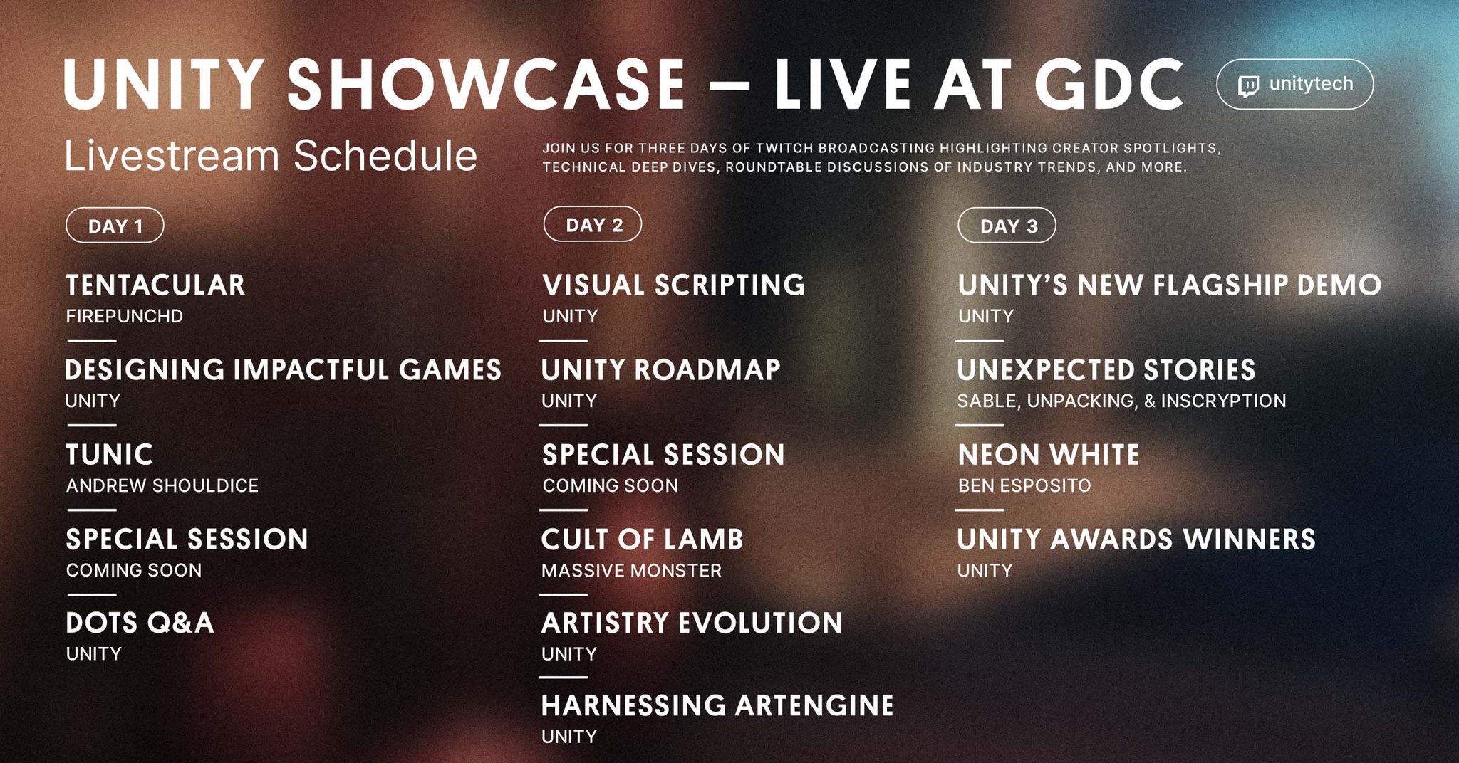 Unity for Games on Twitter "Excited for GDC22? Our full livestream