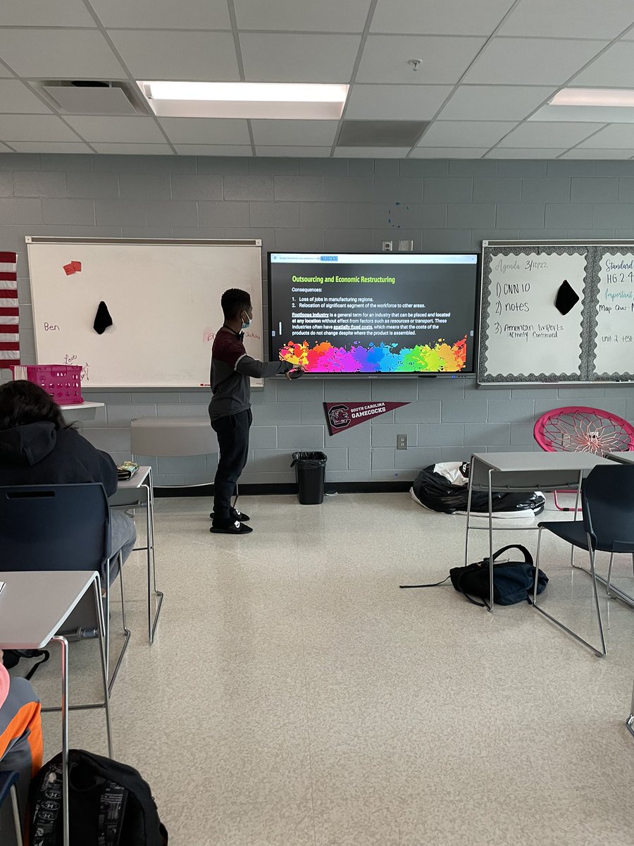 MrsTMaldonado's tweet photo. This weeks co-teacher for my CP Human Geo class was Ontonio! Proud of him for correcting his behavior from last week to the week! 👀peep his professional bow tie! #ISeeYou #EarnYourStripes #BengalNation #HumanGeo https://t.co/HdOhXaivpj