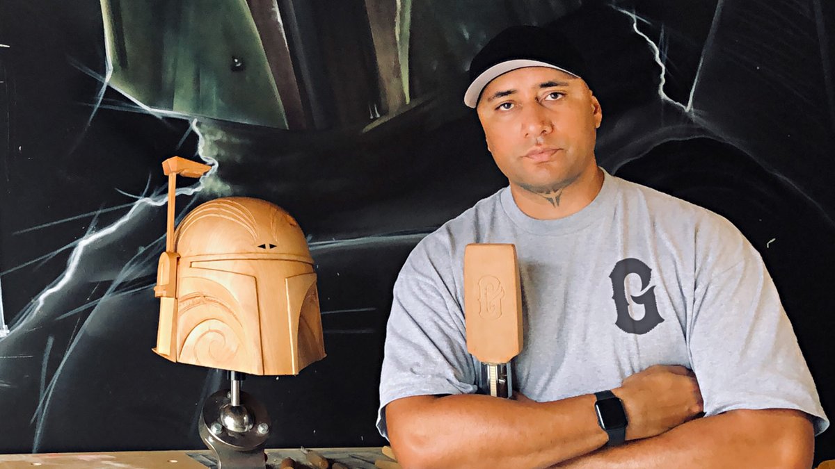 We sit down to talk with the amazing Māori artist @WorldofMrG to discuss his one-of-a-kind #BobaFett helmet carving that he presented to Temuera Morrison. strw.rs/6008KiVDG