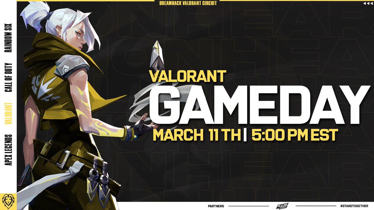 LionheartGGs's tweet photo. Wish our Valorant boys good luck in Dreamhack Valorant Circuit!

🎮 Valorant
📆March 7th
⏰5 PM EST
🏆Dreamhack Valorant Circuit

#StandTogether https://t.co/xCrVSlUlNh