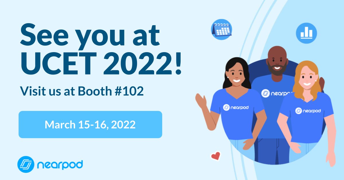 NearpodJenna's tweet photo. I'm so excited to be a part of the Nearpod group that gets to experience UCET 2022! Nearpod has many great sessions planned, and you can come visit us at Booth #102 to hear about our newest product updates and grab some swag. #ucet2022 https://t.co/uaTDH9oKNT