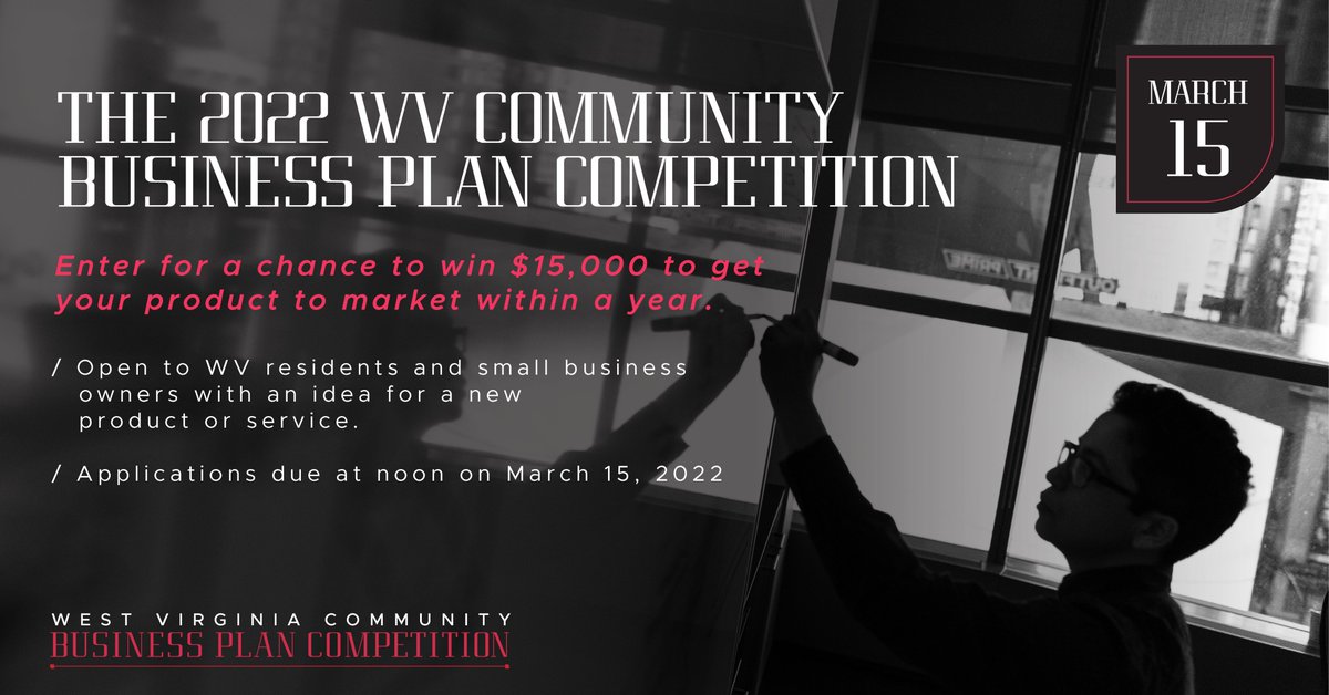 It's your last weekend to work on your submission for the WV Community Business Plan Competition (formerly known as SeedWV)! Don't miss this opportunity for WV residents and business owners to compete for investment. Apply by next Tuesday at: businessplanwv.com/community-bpc