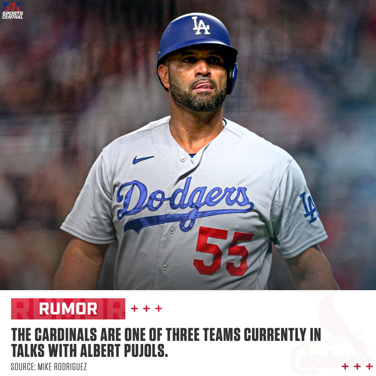 The #STLCards are one of three teams currently in talks with Albert Pujols, Mike Rodriguez reports. With the other reported teams being the Mariners and Rockies.