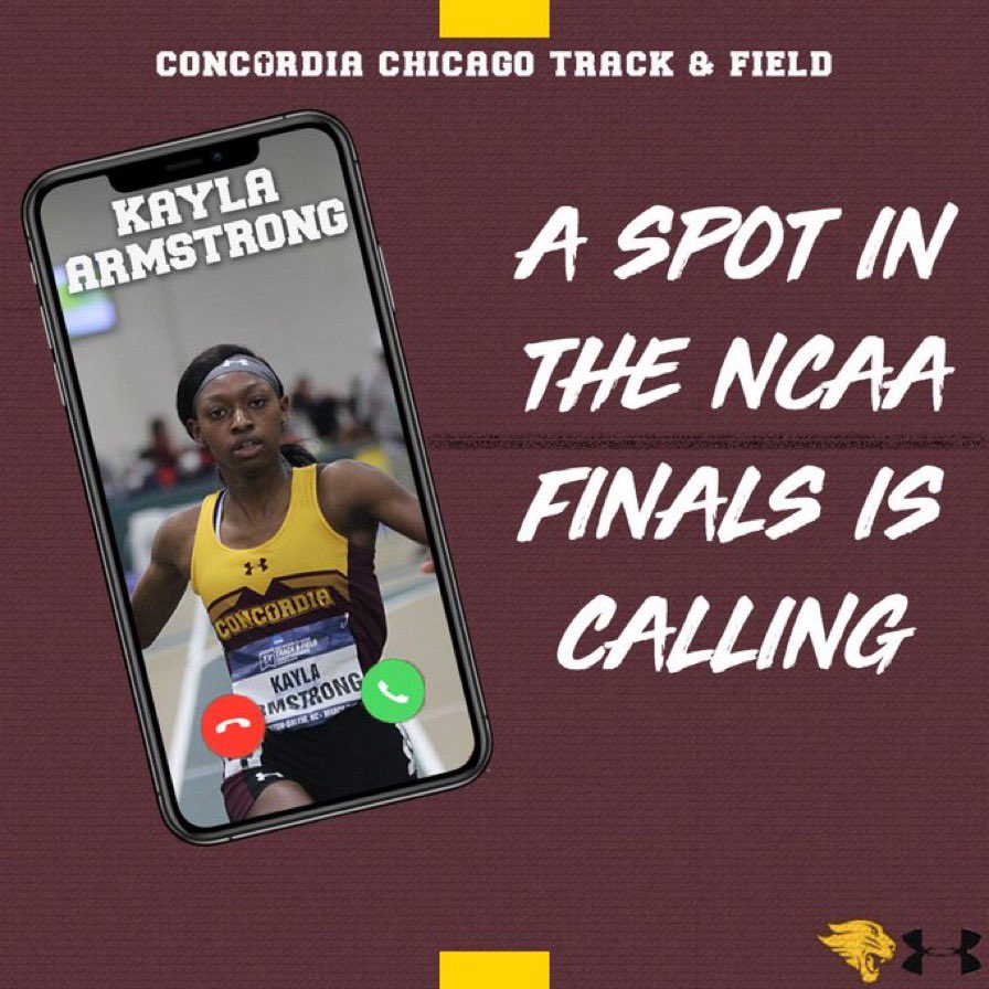 CUChicagoTFXC's tweet photo. Armstrong’s phone has been ringing non-stop today.

The senior advances to tomorrow’s 200m finals with her time of 24.99 seconds in the prelims! https://t.co/F65nMhOYJY
