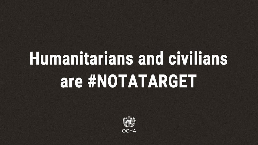 UN's tweet photo. Babies are #NotATarget. 

Children are #NotATarget. 

Civilians are #NotATarget. 

Hospitals are #NotATarget.

Health care workers are #NotATarget. 

Schools are #NotATarget. 

Humanitarians are #NotATarget. https://t.co/CyGs0B2J3t