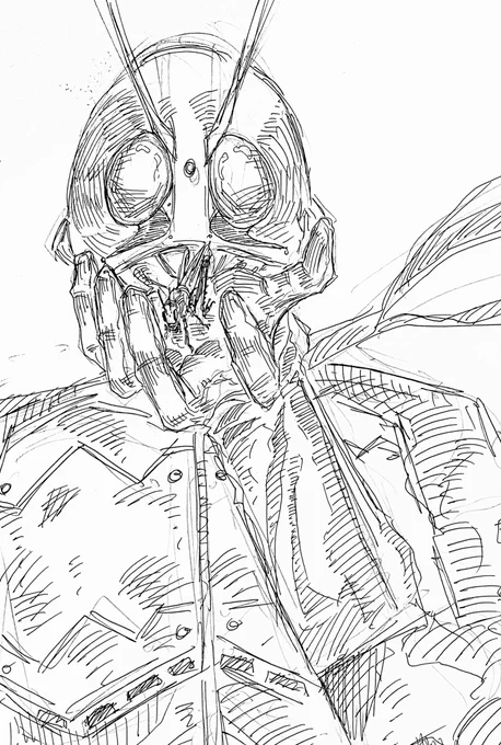Sketch for cover idea for the Kamen Rider manga 