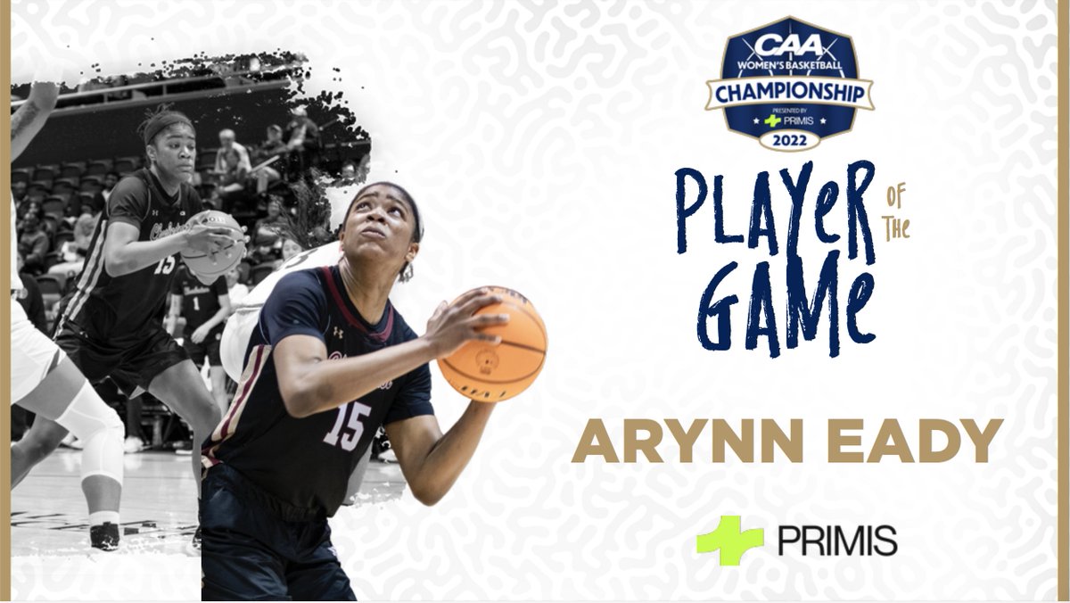 CAABasketball's tweet photo. With 18 points and 12 rebounds @CofCWBB's Arynn Eady is our @primisbank Player of the Game 

#CAAHoops https://t.co/1BrCMFX0FJ