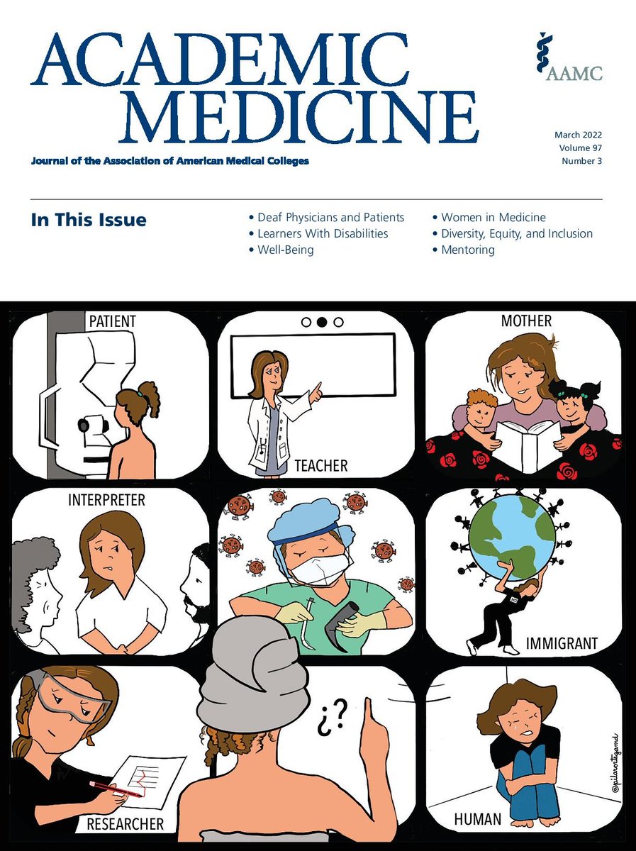AcadMedJournal's tweet image. Check out our March cover! It features a comic-like drawing by @pilarortegamd highlighting our struggle to balance multiple identities: "Which 'me' shall I be today? The mom. The doctor. The immigrant. The American." ow.ly/37Li50Ihu3c. #MedHumanities  #WomensHistoryMonth