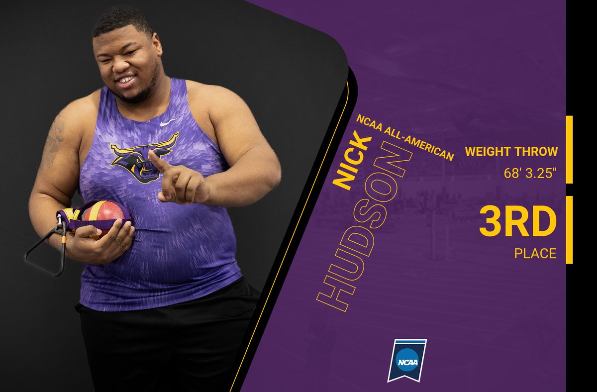 Track &amp; Field | Nick Hudson earns All-American honors after his 3rd place finish in the weight throw at the NCAA Division II National Championships #HornsUp #MavFam