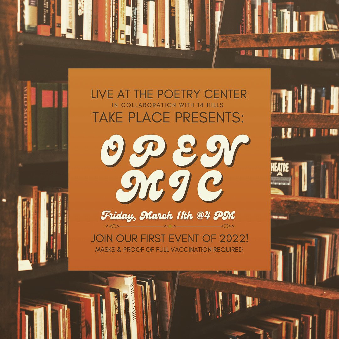 14Hills's tweet photo. See you tonight! Sign ups begin at 3:45pm. Can’t wait to hear everyone!
#ChangingTheView #Writers #WritingCommunity #OpenMic https://t.co/J2nqMd1BYQ