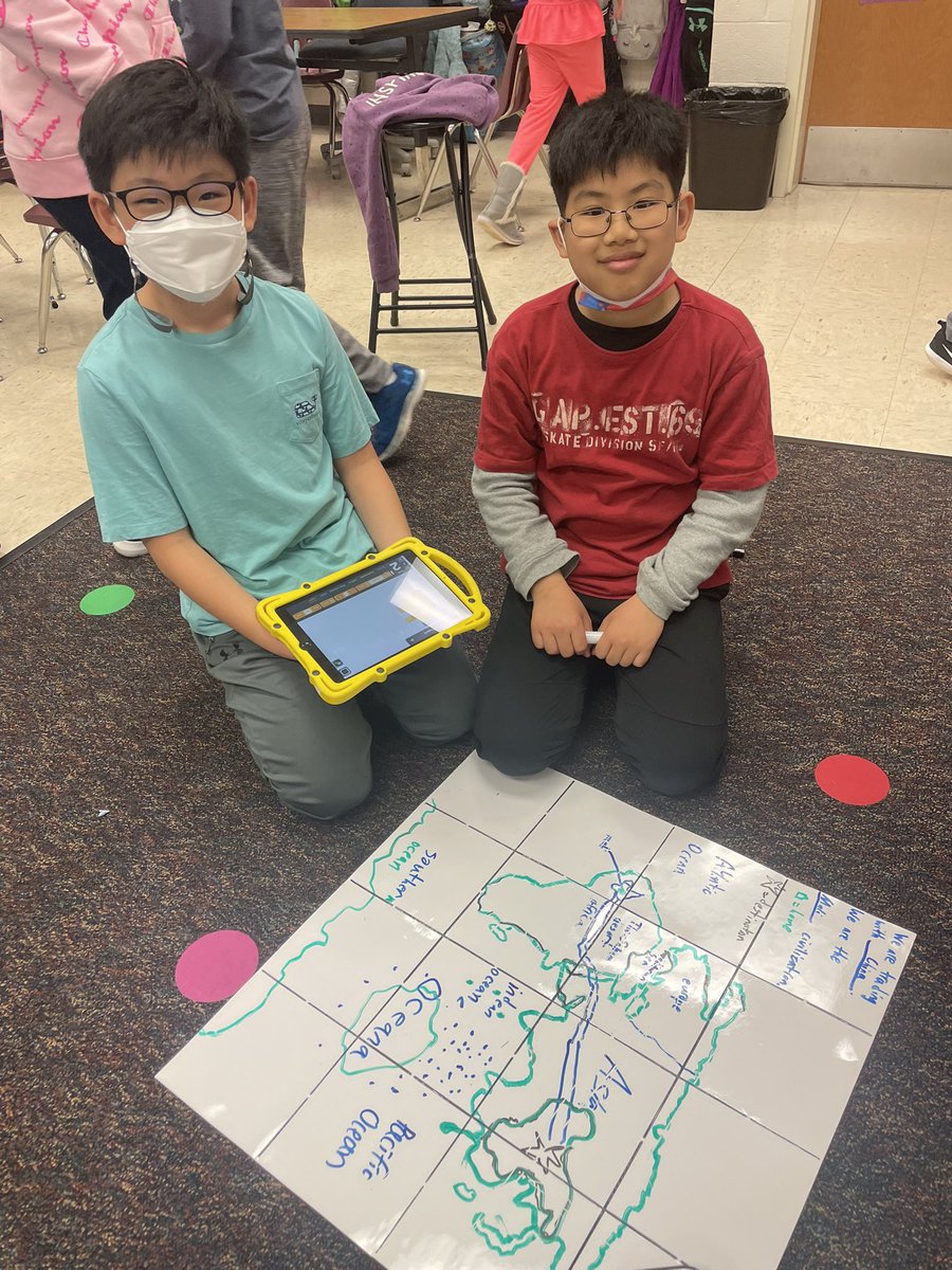 Feddersenthird1's tweet photo. Using i Robots to track our ancient civilizations trade plan route. #spottedatLOW #thirdgradersrock https://t.co/awkutEezJP
