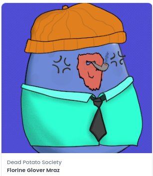 This community has the magic. Vibe on Spuds!
<a href="/DeadPotatoesNFT/">Dead Potato Society - NFT (minting live)</a> #nft #ETH