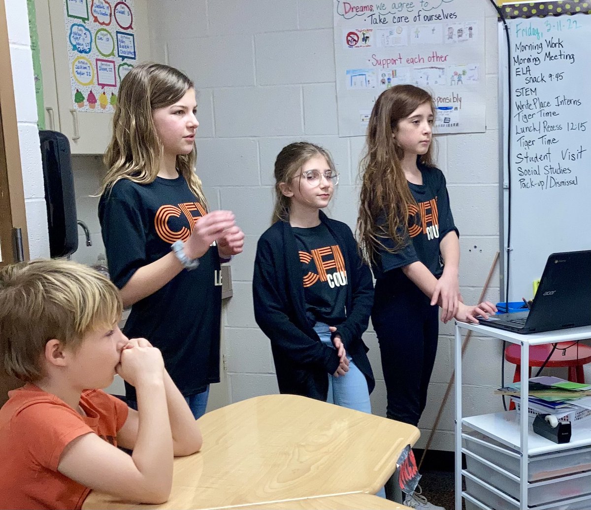 cfGoodin's tweet photo. Thank you CFIS Student Council members! We loved how you led the conversation on what to expect at the Intermediate School. (And how cool to have your sister present to your class?!?) #cfChooseCourage https://t.co/vjKGfUQJnr