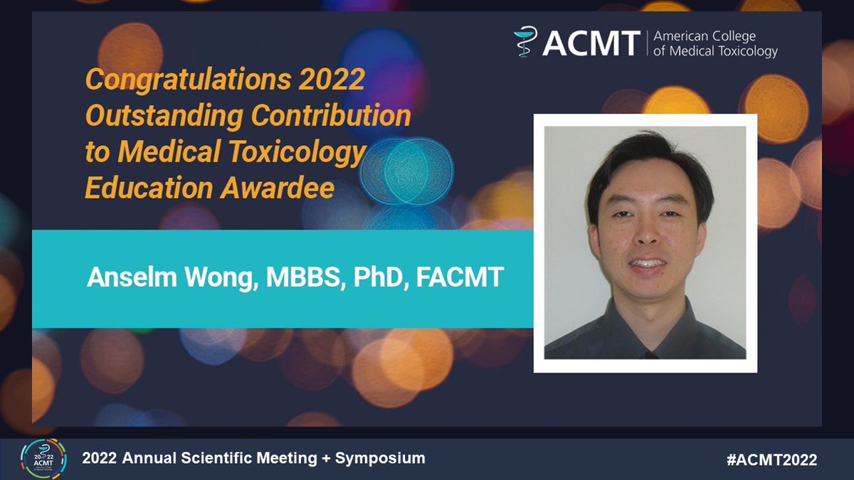American College of Medical Toxicology (@acmtmedtox) on Twitter photo #ACMT2022 Congratulations 2022 Awardee for Outstanding Contribution to Medical Toxicology Education <a href="/AnselmWong1/">Anselm Wong</a> #ACMT2022 Congratulations 2022 Awardee for Outstanding Contribution to Medical Toxicology Education <a href="/AnselmWong1/">Anselm Wong</a>