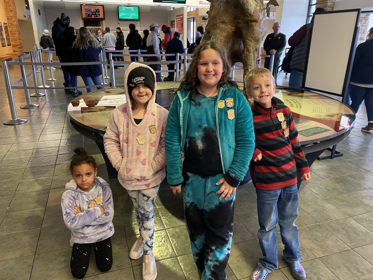 Officially Junior Park Rangers at ⁦<a href="/CavernsNPS/">Carlsbad Caverns NPS</a>⁩! #4 was starving and not excited about another photo even though she had the best attitude while we were here. #grandcanyonspringbreak