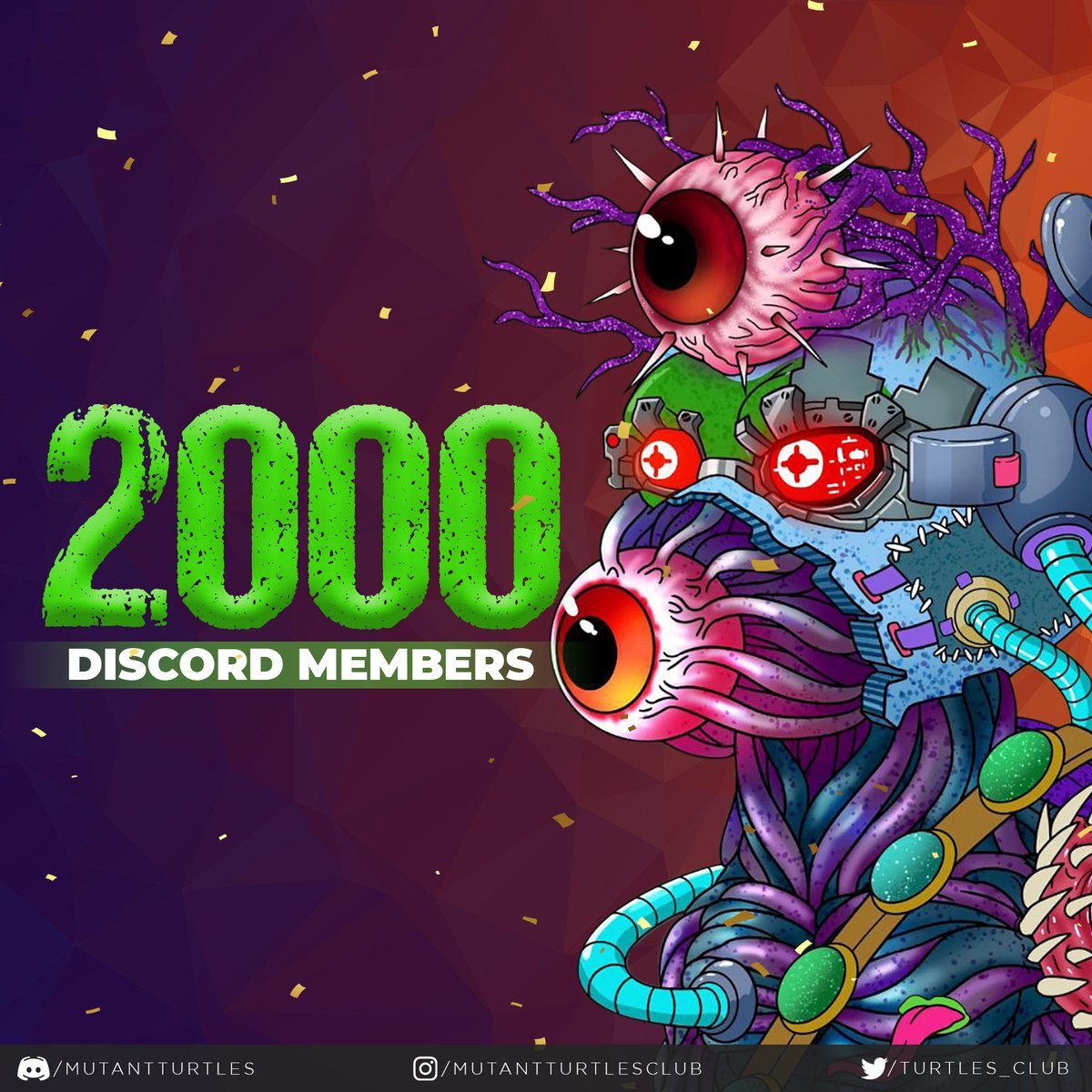 We've hit 2000+ members in discord in 48 hours! Word of Mutant Turtles is expanding, we are GROWING!🔥 We are giving away 1x Free NFT + 10 Whitelist Spots!

🌐Follow: <a href="/turtles_club/">Mutant Turtles Club</a> 
🌐Join discord: discord.gg/mutantturtles
🌐Like &amp; RT

#NFTGiveaway #NFTs