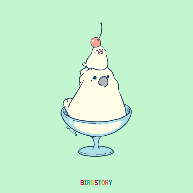 おはようございます。
本日は3月12日、語呂合わせから、スイーツの日とのことです🐣
#BIRDSTORY 
#スイーツの日 #タイハクオウム #ブンチョウ 