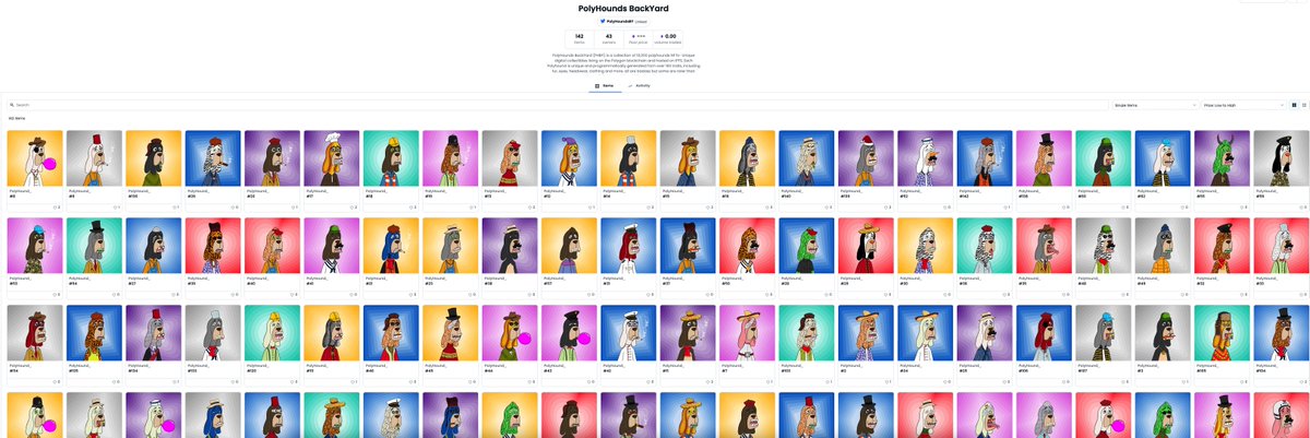 PolyHounds #NFT revealed in 
opensea.io/collection/pol…

as we are in #bearmarket we decided Mint Price = 5 MATIC

mint your polyhounds at polyhoundsbackyard.com/home

You can use this #NFTs as your #web3 #identity in any social platform

The website/collection/contract are registered