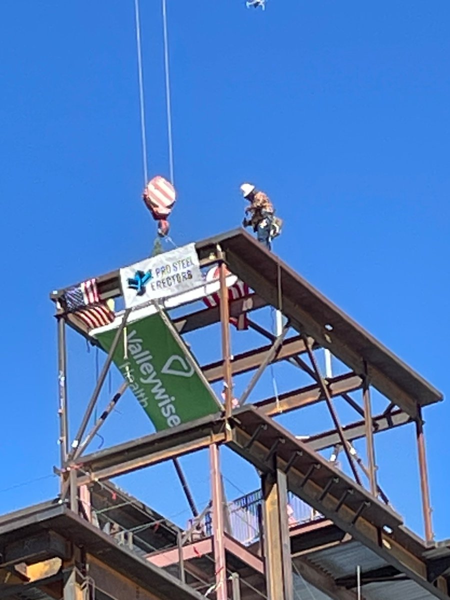 VanirCM's tweet photo. Making history! Vanir’s #Arizona team was honored to sign the final beam that was placed during this week’s #toppingout ceremony for @valleywise_az’s new Support Services Building. Visit https://t.co/A7Dj0p3BhY to learn more. #WeAreVanir #ValleywiseHealth #Healthcare https://t.co/FK7rO2FUka