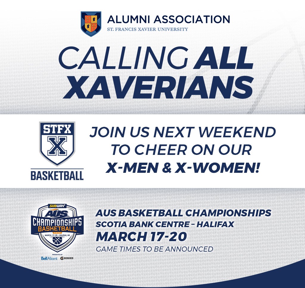 StFXAlumni's tweet photo. We can't wait to see you next weekend at Scotia Bank Centre - Save the date Xaverians!  
@stfxuniversity @StFXAthletics @XMenBasketball @XSuperXavia https://t.co/XJNeGd78aX