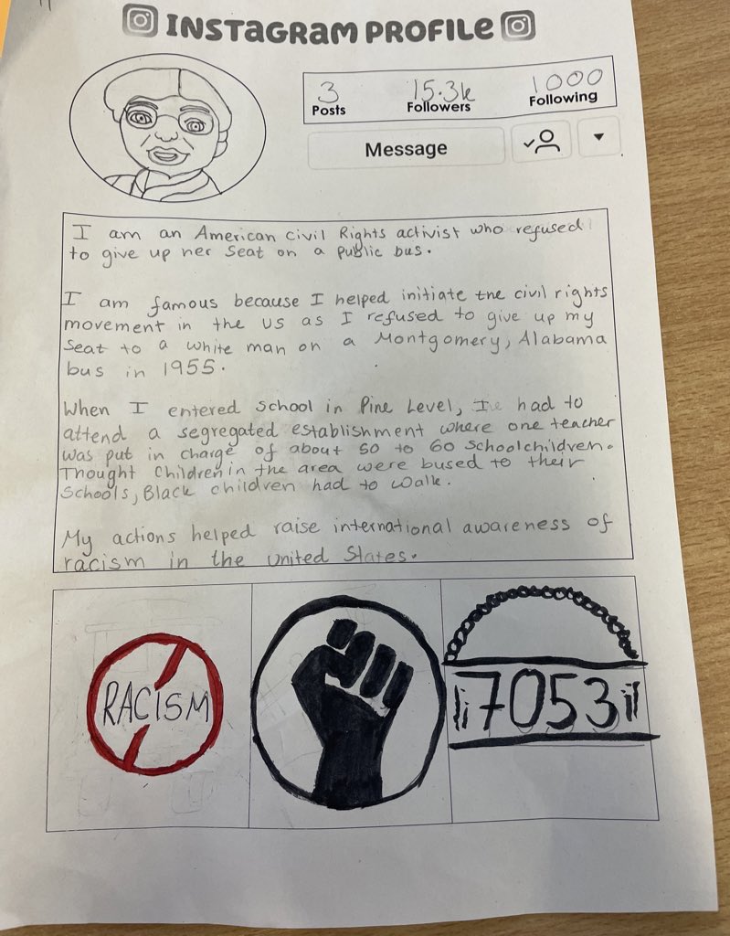 MissRogers19's tweet photo. Took a break from S1 Tundra this week to learn about #InternationalWomensDay. Some examples of the great work 1M1 created from researching inspiring women who have been able to #BreakTheBias. https://t.co/f7KboJRAsI