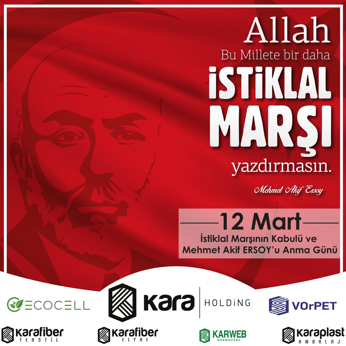 İstiklal Marşının kabulünün yıl dönümünde Mehmet Akif Ersoy'u ve istiklalimiz uğruna canlarını siper etmiş tüm kahramanlarımızı saygıyla anıyoruz.