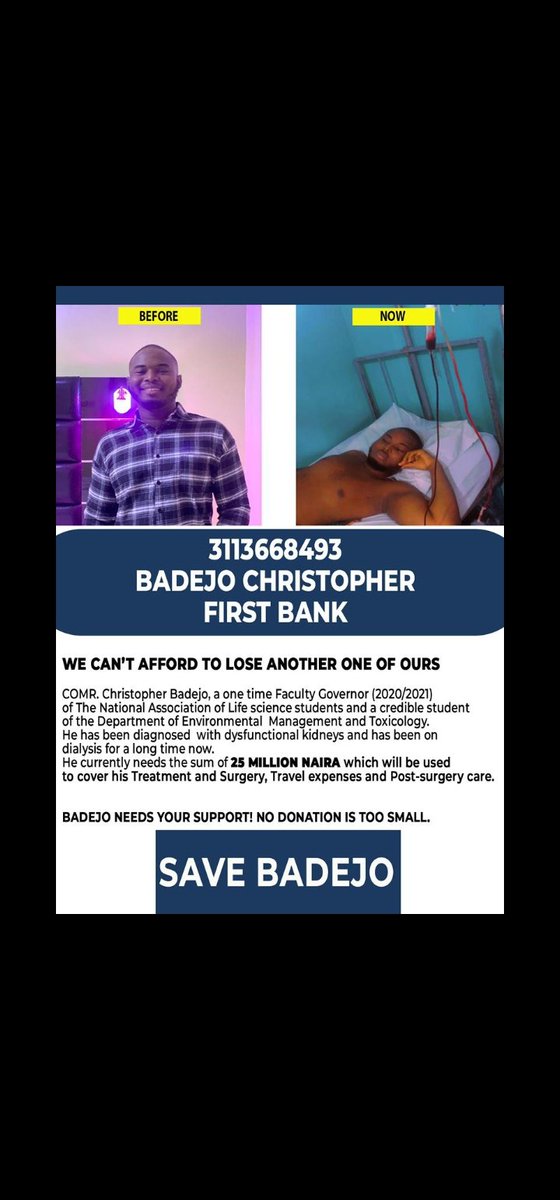 wiggle_b's tweet photo. CALL FOR HELP !!!
Nothing is too small pleaseee🤲. We can't afford to loose another student again please 😭😩🤲🤲
#prayforuniben
#Savebadejo
@aproko_doctor @OgbeniDipo @ToyosiGodwin @pamilerin https://t.co/wWx5AxEYcm