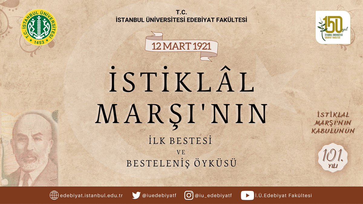 İstiklal Marşı’nın Kabülünün 101. Yılı Kutlu Olsun! 
Milli Şairimiz #MehmetAkifErsoy’u ve #istiklal mücadelemizin kahramanları aziz şehitlerimizi rahmet, minnet ve saygıyla anıyoruz.

İstiklal Marşı'nın ''İlk Bestesi ve Besteleniş Öyküsü''👇
👉 bit.ly/34z9ZaO