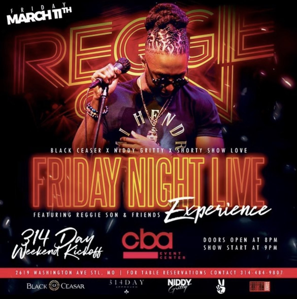 314day's tweet photo. Happening now SHOW ME ARTS &amp; FASHION NETWORKING &amp; Immediately following the FRIDAY NIGHT LIVE EXPERIENCE w/ Reggie Son! https://t.co/Ke8BaSvbMu