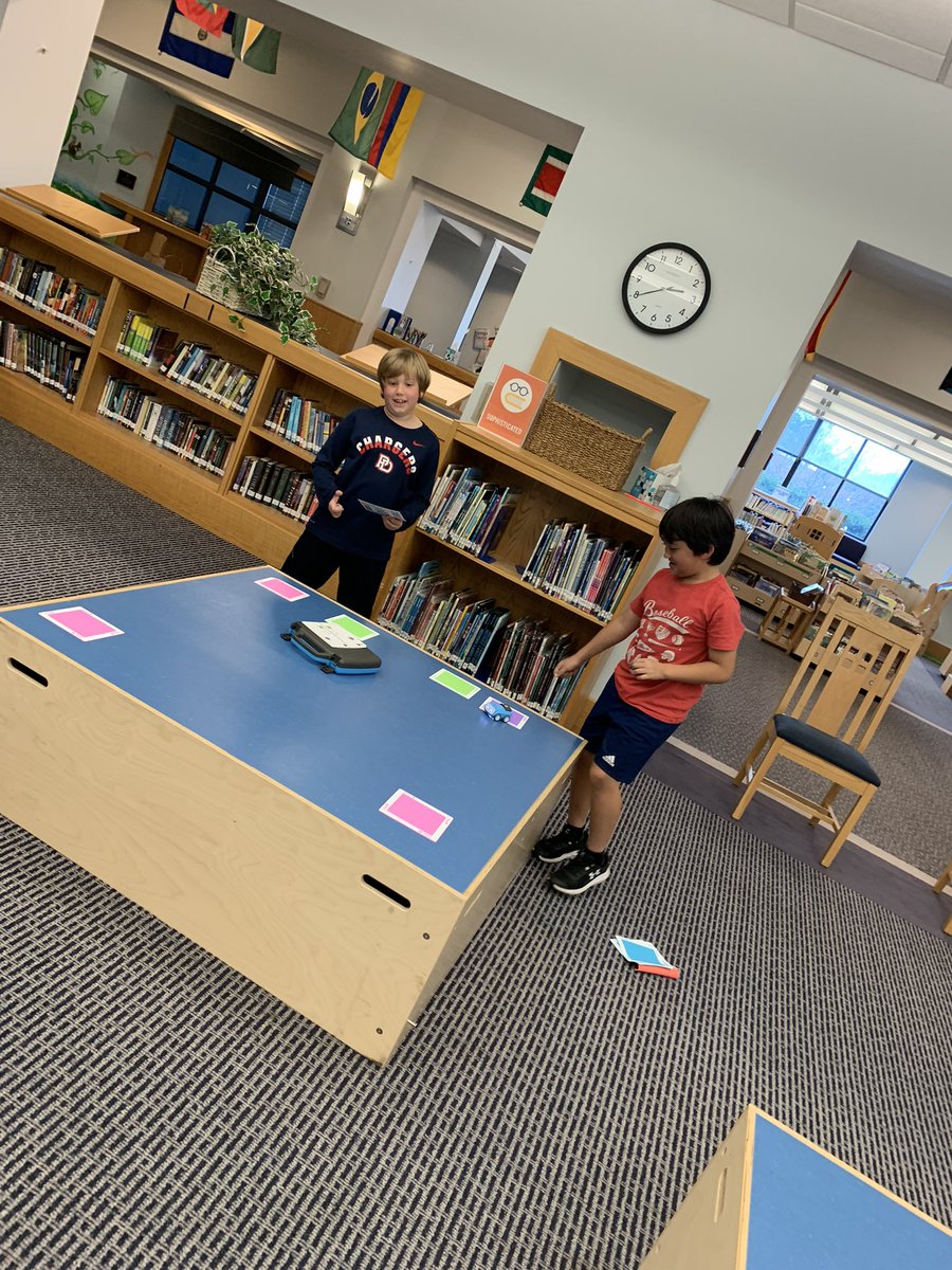 McKeduc8or's tweet photo. We had a visitor in the Tech Tank @ProvidenceDay while coding the @Sphero Indies.  Lots of problem solving and conversation when figuring out the track for Indie. https://t.co/9G1TxCuFPV