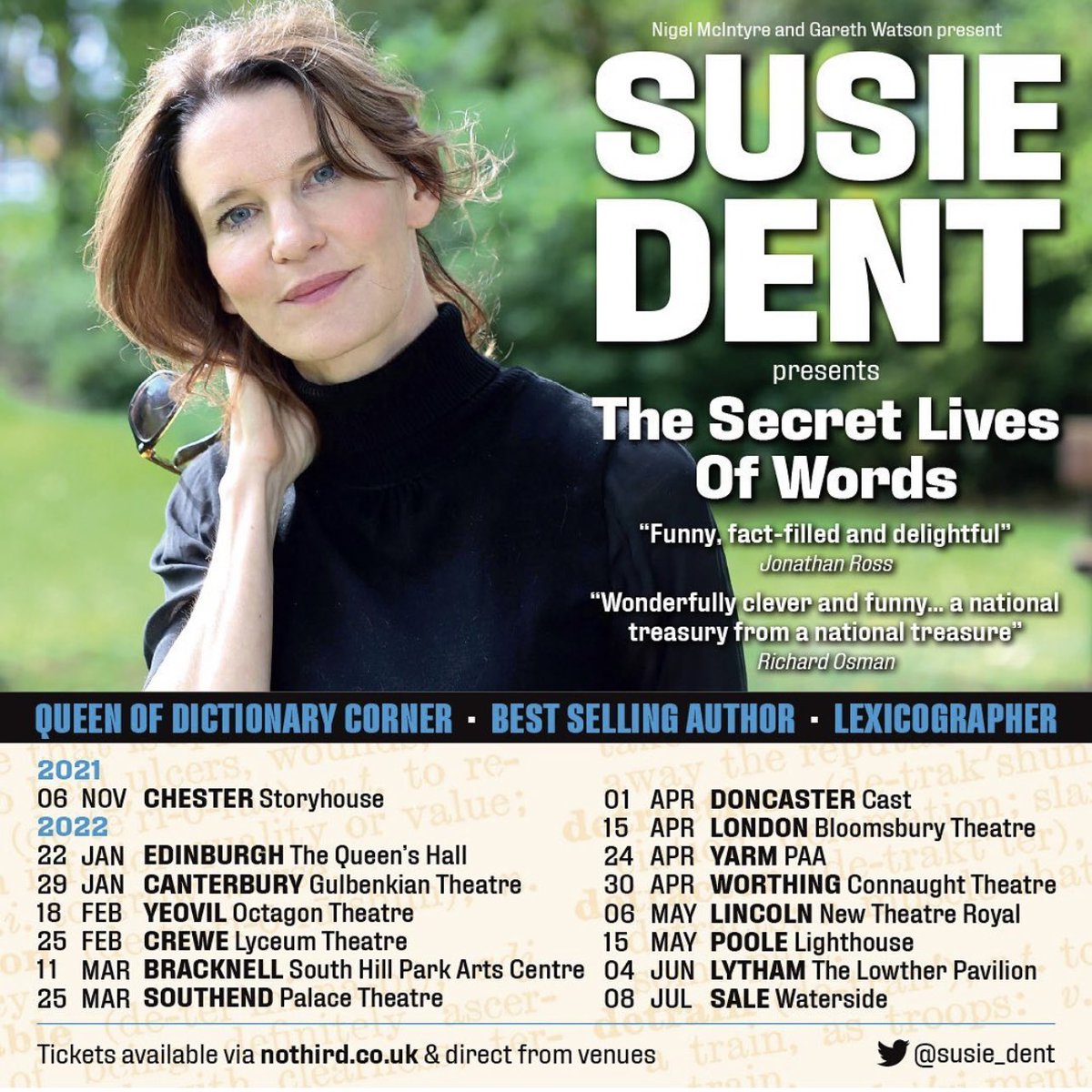 _GossipGirlPR's tweet photo. I think I speak on behalf of most of us right now when I say that lately I’ve been suffering from ‘thinkache’. So it was a joy to rest my weary brain and listen to the rather fabulous @susie_dent  at @southhillpark Park.  A great way to spend a few hours. https://t.co/a2MzOT2D9H