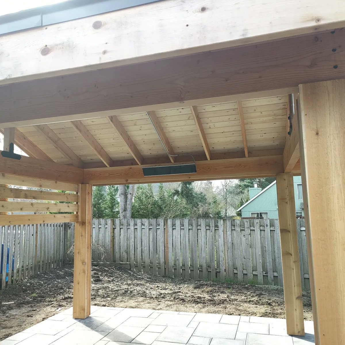 Finally finished with this beauty. Tv mount is incoming!
.
.
.
#coveredpatio #patiodesign #carpenterguynw #portland #winter2022 #backyardlivingspace #greatideas #framing #finishcarpentry