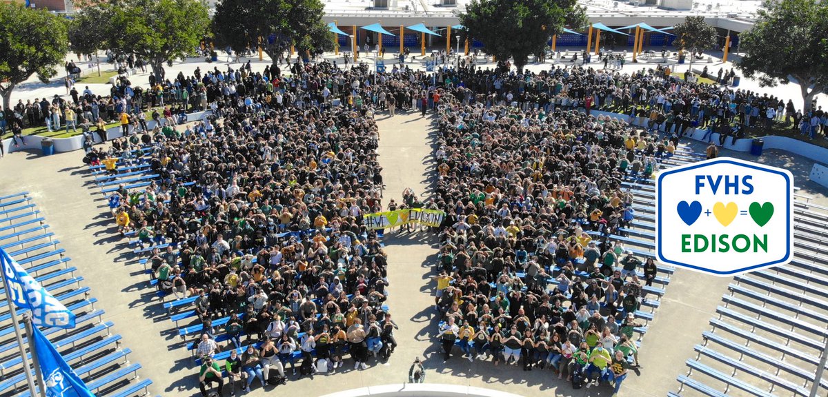SharenTait's tweet photo. FVHS showing our love and support to Edison HS. Shout out to FVFD for helping us get the group photos. https://t.co/M5tBNlHktJ