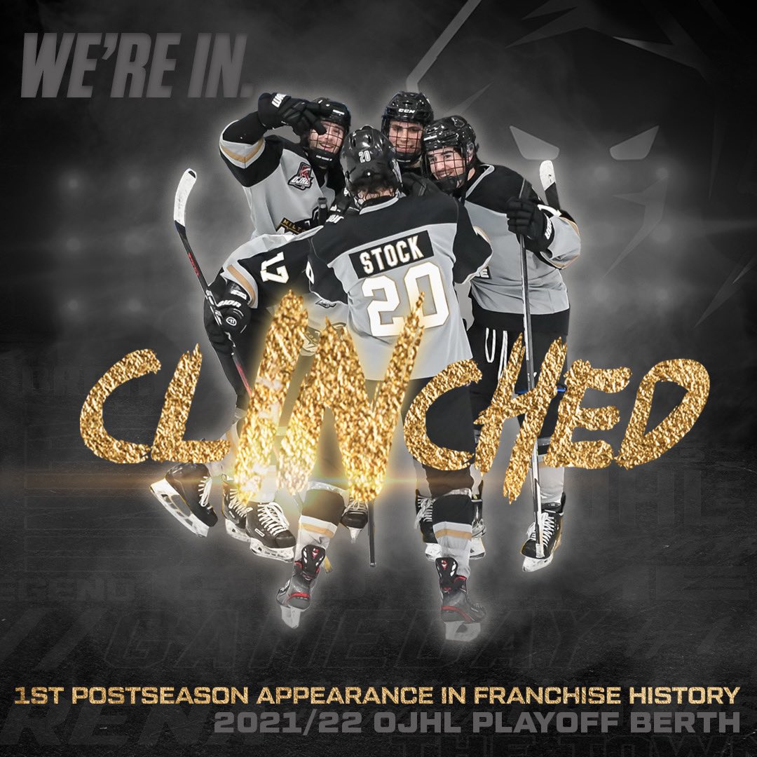 MenaceOJHL's tweet photo. CLINCHED - x 

YOUR Milton Menace are PLAYOFF BOUND for the first time in franchise history!!!!

#FearTheDarkness https://t.co/Uv1YcAtV1g