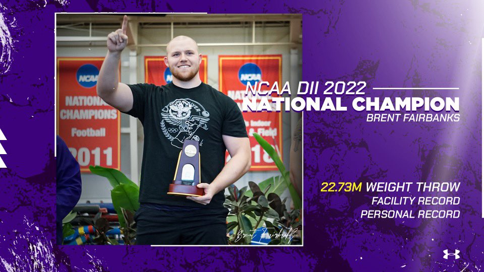 ashlandeagles_'s tweet photo. 🏆𝐍𝐀𝐓𝐈𝐎𝐍𝐀𝐋 𝐂𝐇𝐀𝐌𝐏𝐈𝐎𝐍🏆
Brent Fairbanks has captured the title for Men’s Weight Throw with a 22.73-meter mark! 

Today’s showing placed him 3rd 𝙖𝙡𝙡 𝙩𝙞𝙢𝙚 in @NCAADII history behind Ashland Throwers Kibwe Johnson and Ryan Loughney! https://t.co/lK7ituupl9