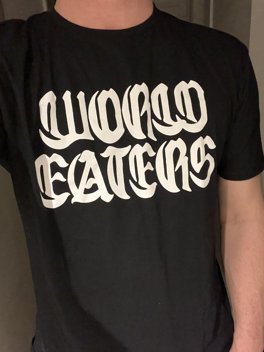TimmyT47's tweet photo. THE BAND SHIRT CHALLENGE 

*New Shirt Alert
A.S.S. Club Member 

Day 22.
WORLD EATERS! https://t.co/Dzu7bf0LAK
