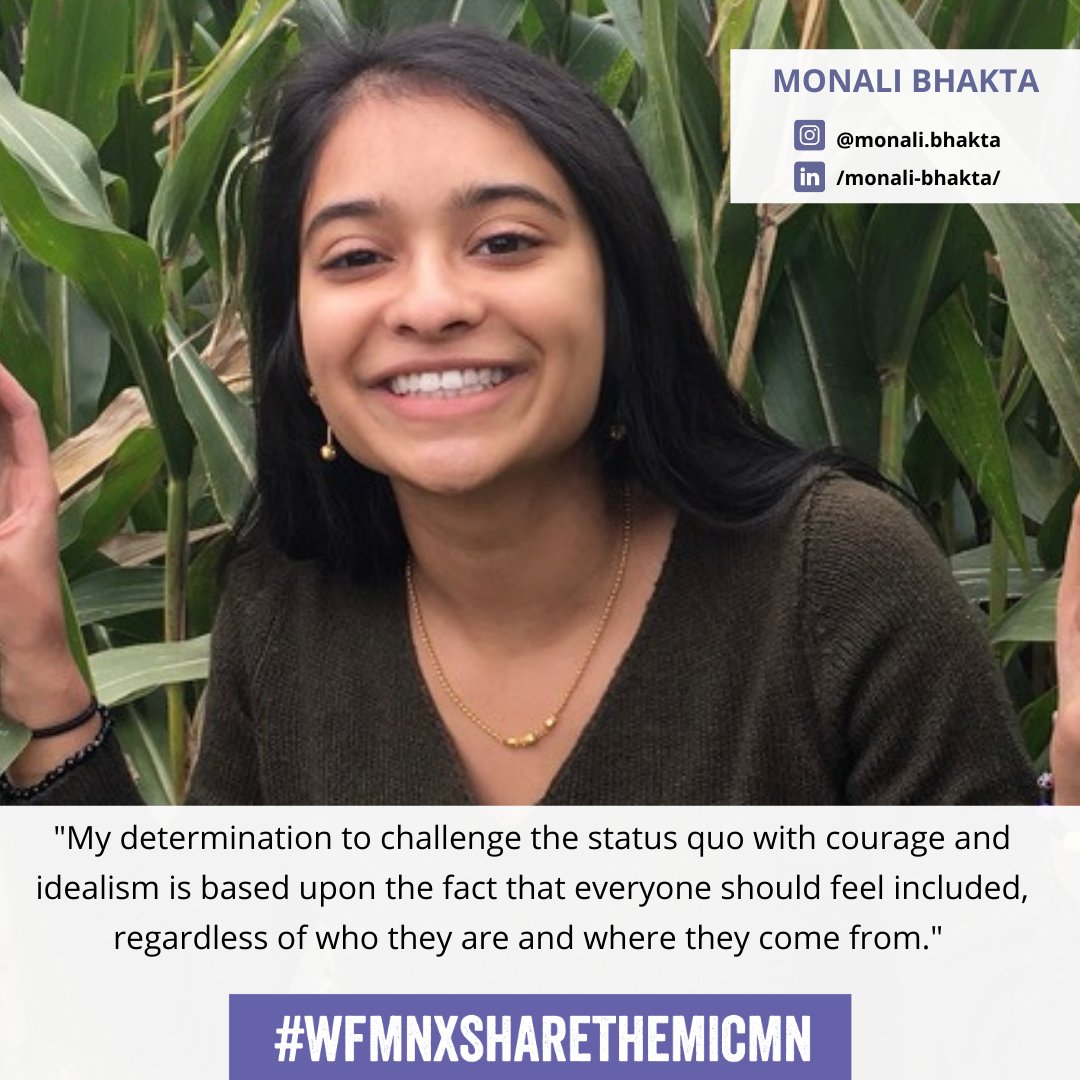 Monali Bhakta is an Indian American activist who wants to “give young women who also navigate systems of oppression - the hope and optimism to fight against hardships.” Thanks <a href="/sharethemicmn/">#ShareTheMicMN</a> and <a href="/WomensFndnMN/">Women's Foundation of Minnesota</a>. Read about her mission: childrensmn.org/2022/03/11/sha…

#WFMNxShareTheMicMN