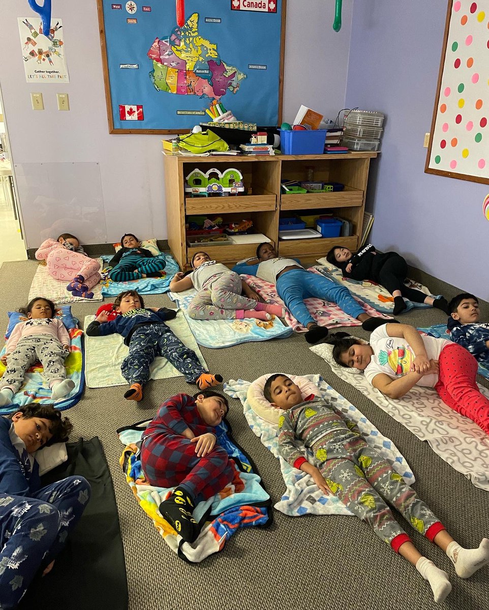 KinderKollegePS's tweet photo. What a busy Pajama Day it was! played in centers, munched veggies, created some beautiful artwork, stretched in yoga and then we konked out! 🥱 Good thing we’re wearing our jammies! #pajamaday #pajamaday🤗 #busydayatschool #exhausted #needabreak #happymarchbreak https://t.co/uwtmRmiVs6