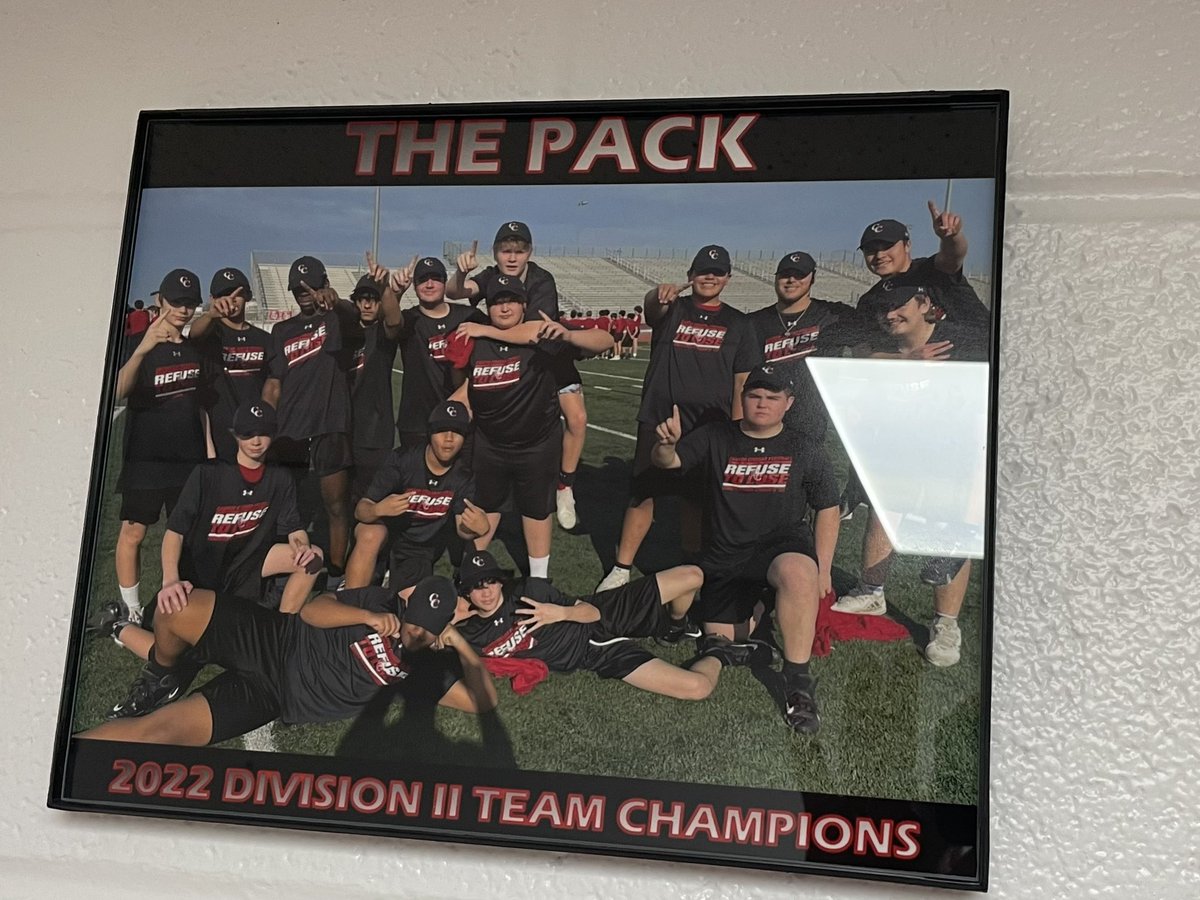 CoachTBush's tweet photo. Got some new additions to the @Canyon_Football field house walls!!
#CompetitionChamps
#AllDistrict
#PaintThisTownRed‼️ https://t.co/4PR2RjhGMt