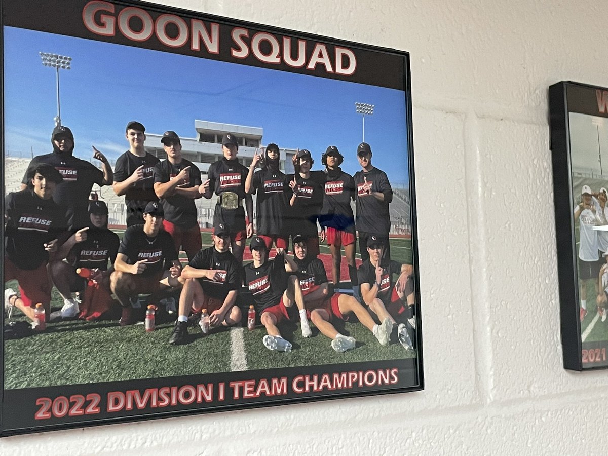 CoachTBush's tweet photo. Got some new additions to the @Canyon_Football field house walls!!
#CompetitionChamps
#AllDistrict
#PaintThisTownRed‼️ https://t.co/4PR2RjhGMt