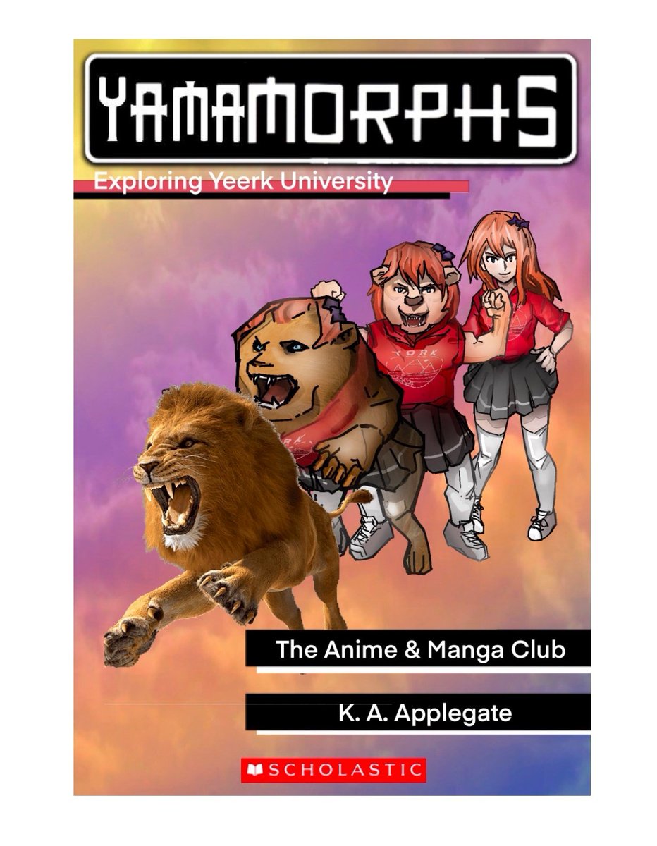 YorkU_YAMA's tweet photo. It's Fanart Friday once again!

This week, we're featuring this amazing fanart by Skylar S. of our mascot Yamako morphing into a lion, which was featured in his PowerPoint Night presentation on the Animorphs series! For more of his work, you can check out @ sky99r on Instagram! https://t.co/hGVf3CVRbA