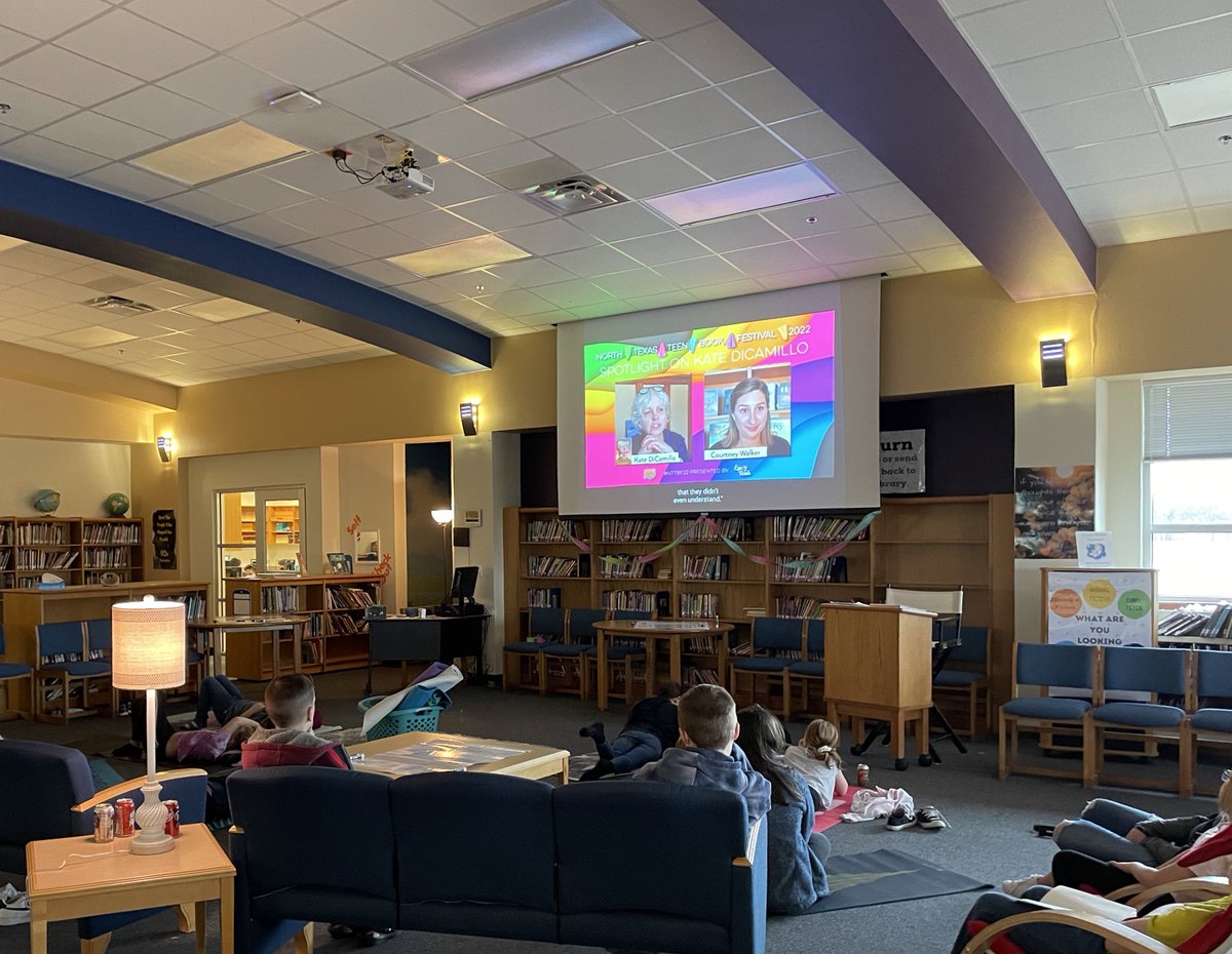 CRreads's tweet photo. If the kids can’t go to the Fest, bring the Fest to the kids! Members of the AIS Tween Library Board had a blast experiencing the joy #NTTBF22 from the comfort of their own library!  

@NTTBFest thanks for another year of FANTASTIC panels! 
#AlvaradoExcellence #AlvaradoReads https://t.co/IVlYuXITU4