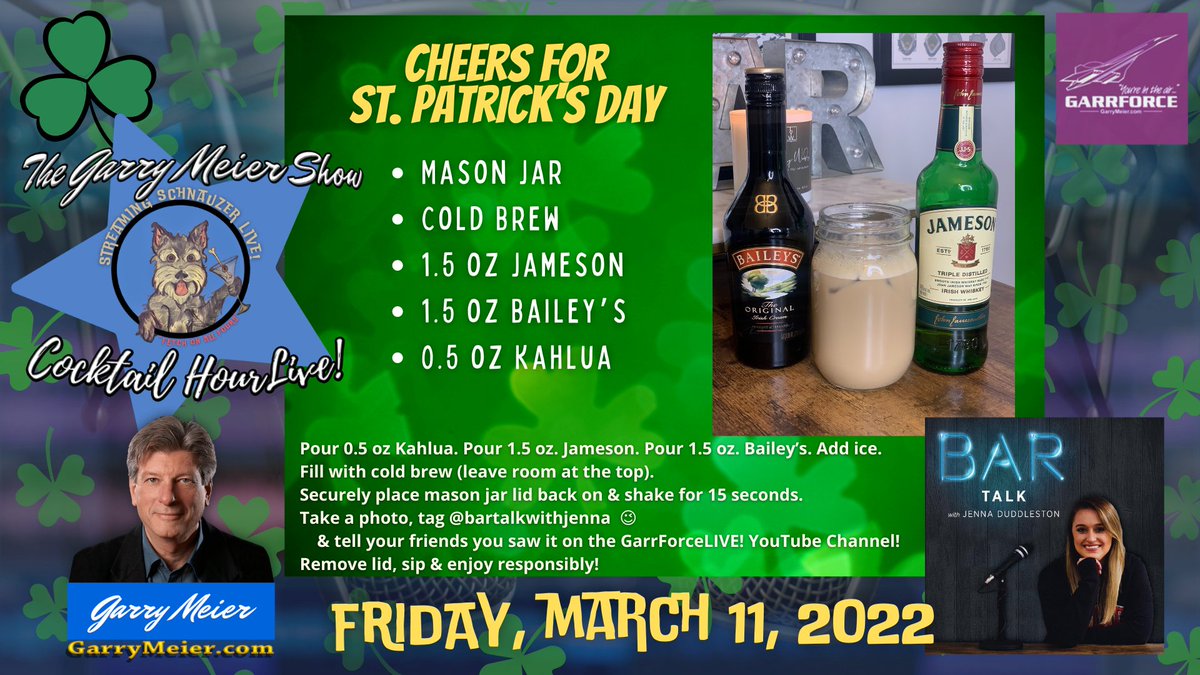Here's the drink official #GarrForce bartender <a href="/jennaduddleston/">Jenna Duddleston</a> shared for #stpatricksday2022