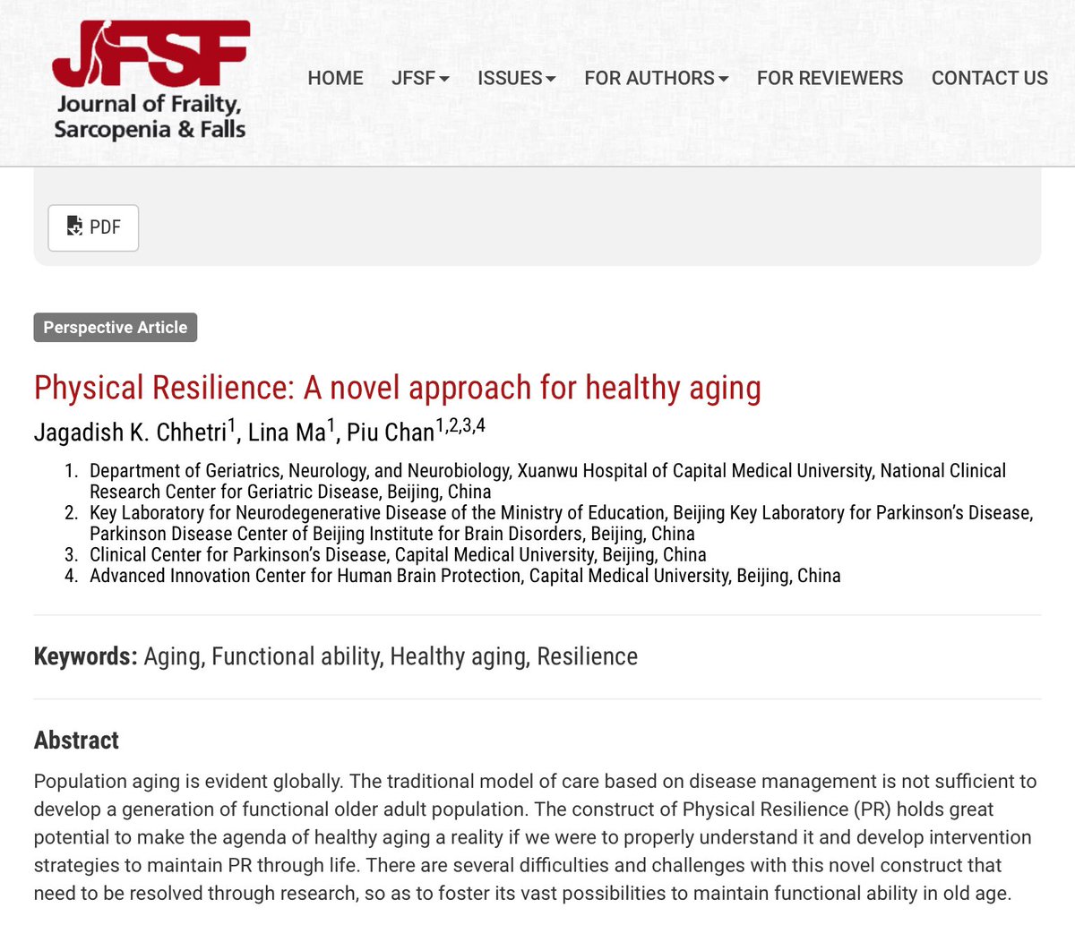 jfsf_journal's tweet image. Let’s make healthy aging a reality #physicalresilience jfsf.eu/Article.php?AI… resilience @JagadishChhetri #jfsf