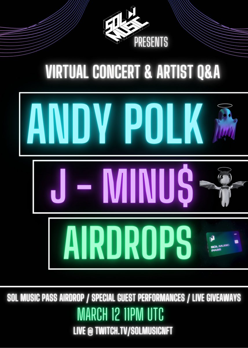 SolMusicLtd's tweet photo. Tomorrow, March 12th, 11PM UTC // 6PM EST https://t.co/bY112WaF3N