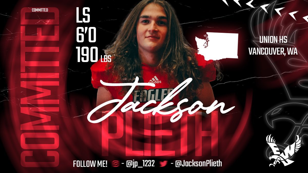 JacksonPlieth's tweet photo. 100% COMMITTED! Go Eags 🦅@CoachBestEWU @marcanderson_ @EWUFootball @Coach_Casper @TheChrisRubio @fbCoachRo @TitanNation_ #GoEags https://t.co/Z6Va5YTTbo