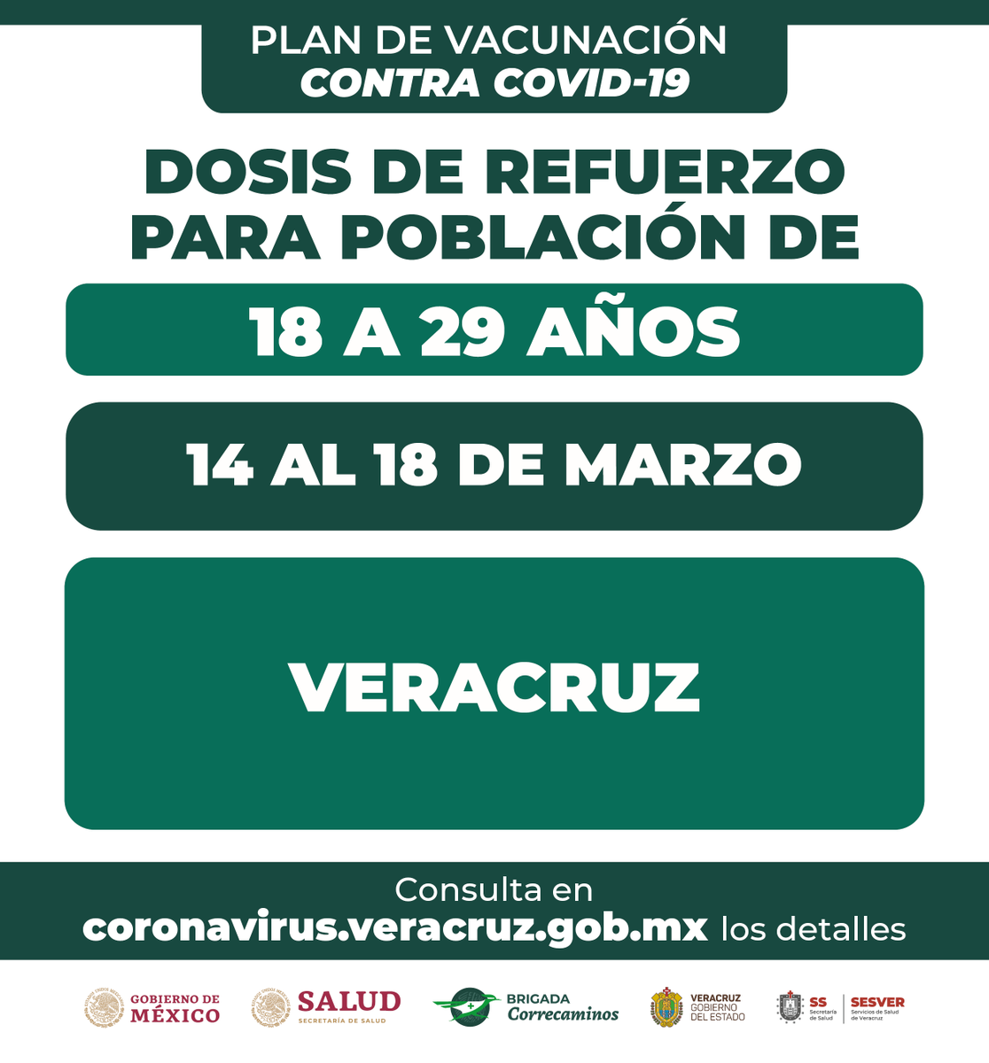 SSALUDVeracruz's tweet photo. 🔴¡Atención chaviza del Puerto de Veracruz!🔴

Consulta aquí las bases y fechas para acudir a la Jornada de Vacunación contra COVID-19 💉.

📆 Del 14 al 18 de marzo https://t.co/wm6RlexxHJ