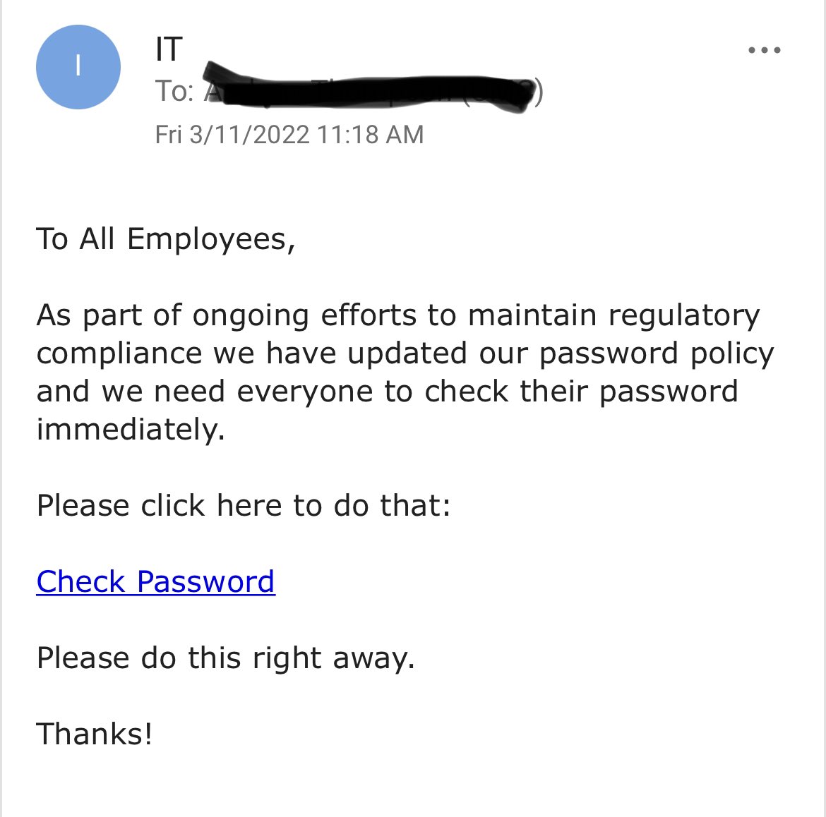 UUtah's tweet photo. 🚨IT PSA Alert 🚨 

Don’t fall for this most recent phishing attempt sent to #UofU employees. https://t.co/qpZac9WuQl