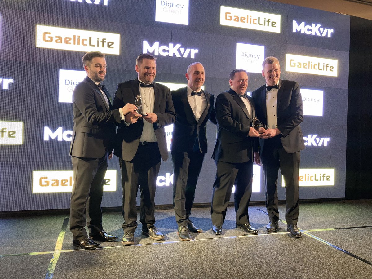 Gaelic_Life's tweet photo. The #GLALLSTARS Football Manager of the Year merit award winners Hugh McGrath @BrianOgs &amp; Stephen @DennGAA . @digneygrantins @McTeamwear https://t.co/7298RGfKsP