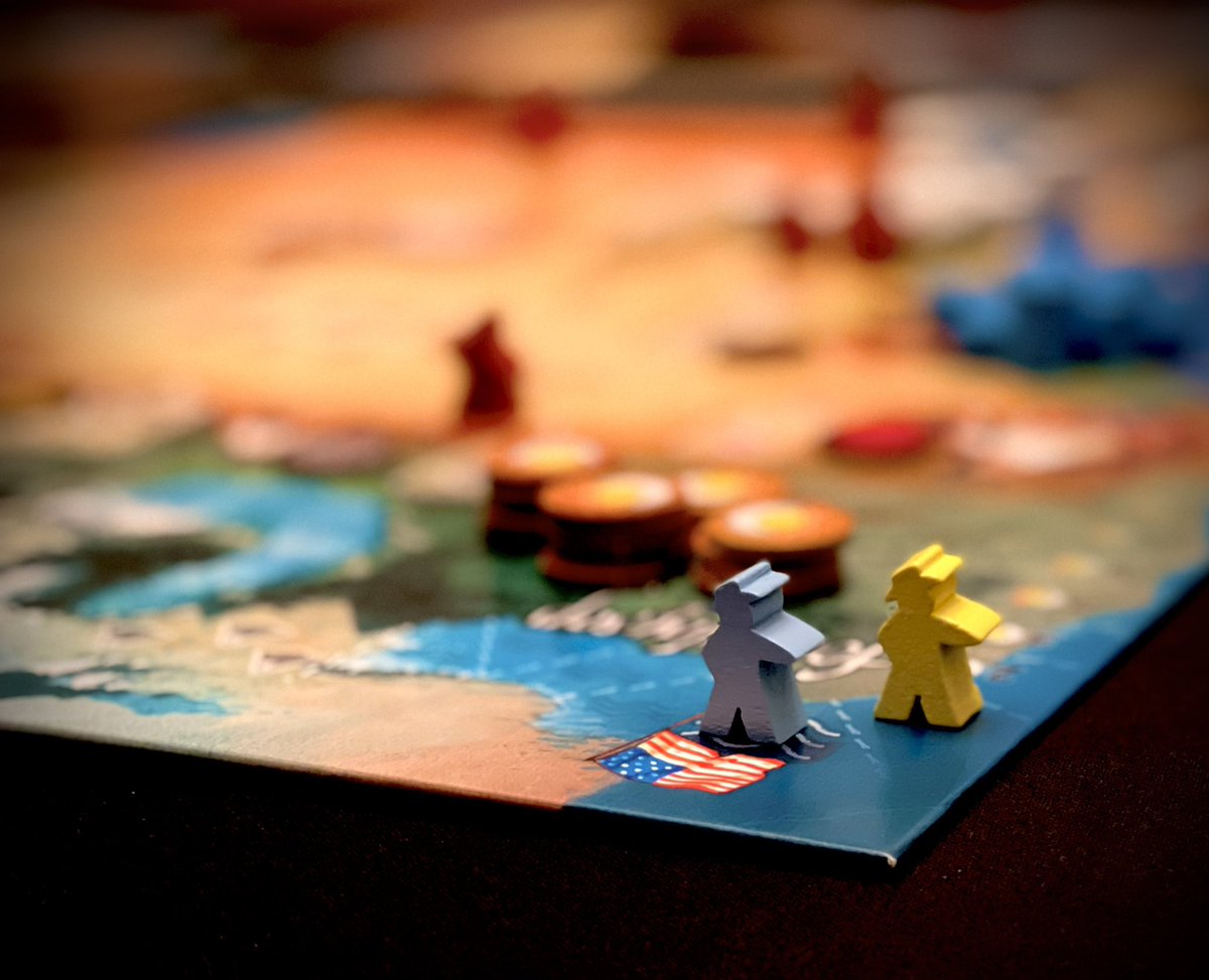 Brc_McC's tweet photo. Alexander Mackenzie beat Lewis and Clark to the Pacific tonight. The hardest part of the solo version is remembering to move Alexander at the end of every turn. #boardgames https://t.co/VTESiqtLfp